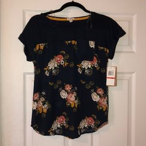 Navy blue Floral top